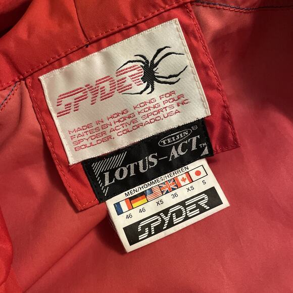 Vintage SPYDER 3D Web Graphic Red Pullover Hooded Windbreaker Parka XS - Picture 5 of 5